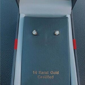 14K Gold 1ct Diamond Stud Earrings -